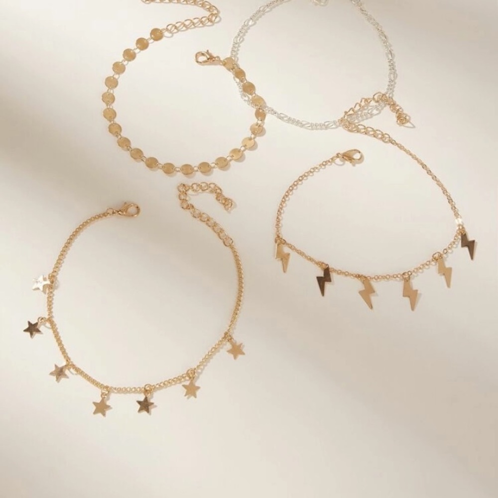 3/$30 Star & Lightening Bolt Charm Anklet - Picture 3 of 4